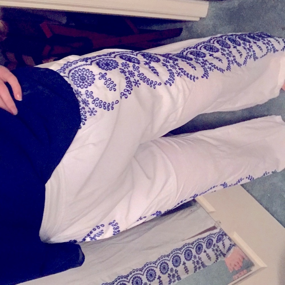 Kaari Blue Embroidered Pants